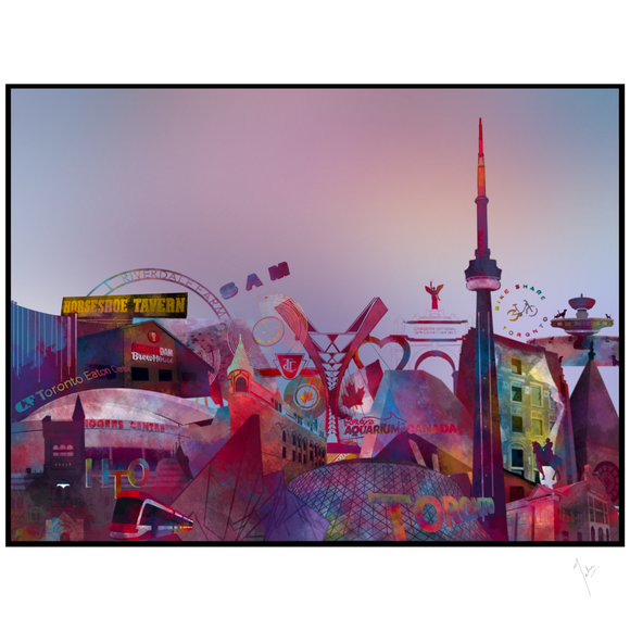 Toronto landmark art, CN tower painting, artwork. Modern, abstract expressionism artwork on canvas for your home décor. Unique one of a kind painting for your interior décor, Digital artwork printed on high quality canvas. Artist based in Canada. 