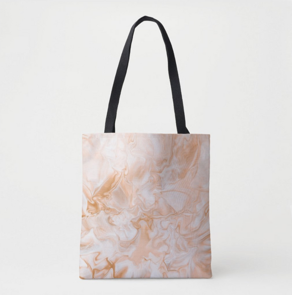 Peach marble tote bag