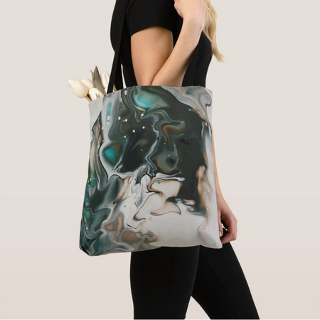 Green marble tote bag
