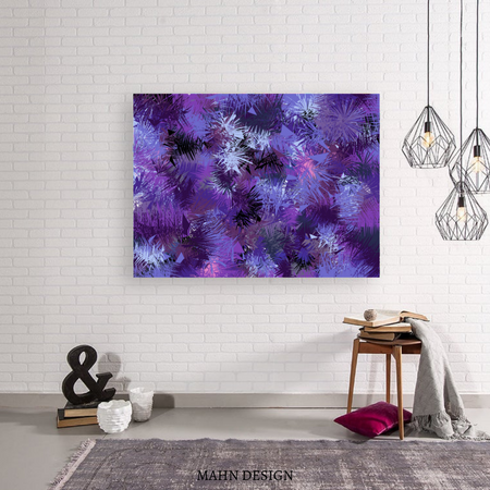 Abstract shades of purple crystalized to form a pike effect on high quality canvas for your home décor. Modern wall art piece made in Canada. 